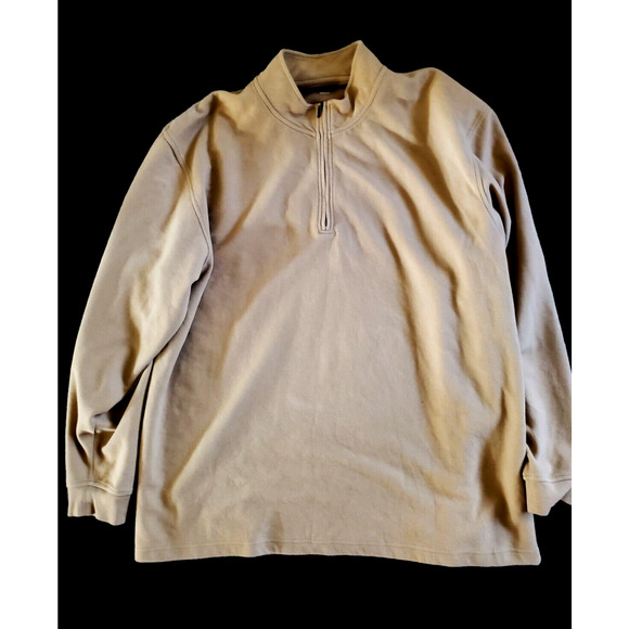 Zorrel Tan Cotton Blend Heavy Knit Long Sleeve Quarter Zip Shirt Sz 3XL - Picture 1 of 4